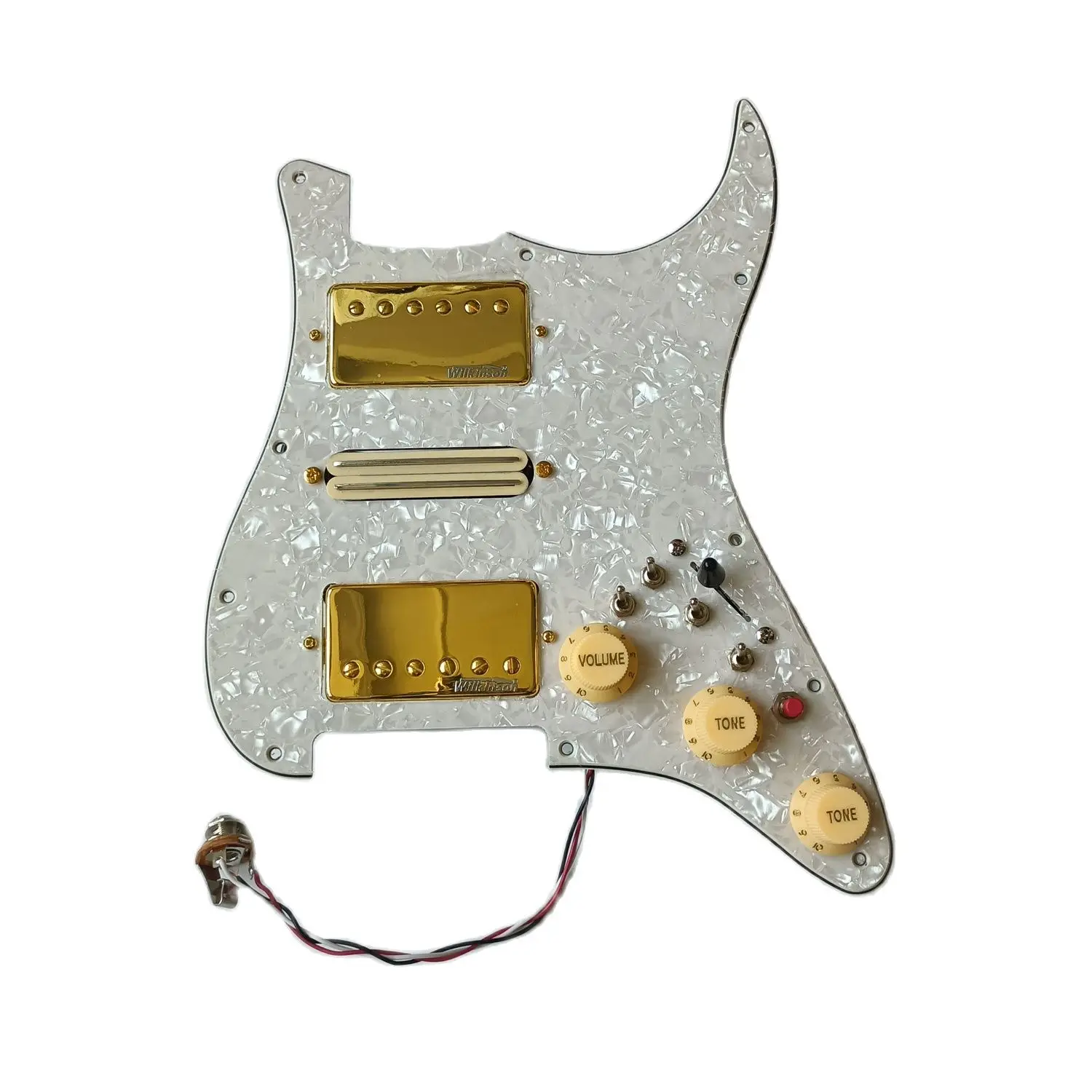 

Модернизированный Предварительно проводной HSHPickguard Gold wilphilosophy WVS звукосниматель альнико CTS латунный вал, 7-ходовой переключатель, Сварочная проводка, запчасти для гитары