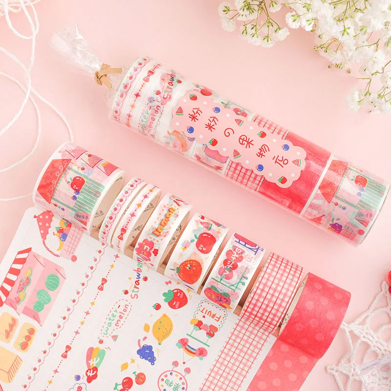 8 шт./компл. Kawaii молочный напиток лента Washi милой фруктовой изоляционная лента цветок Decoractive лента для наклейки для дневника Скрапбукинг поставки
