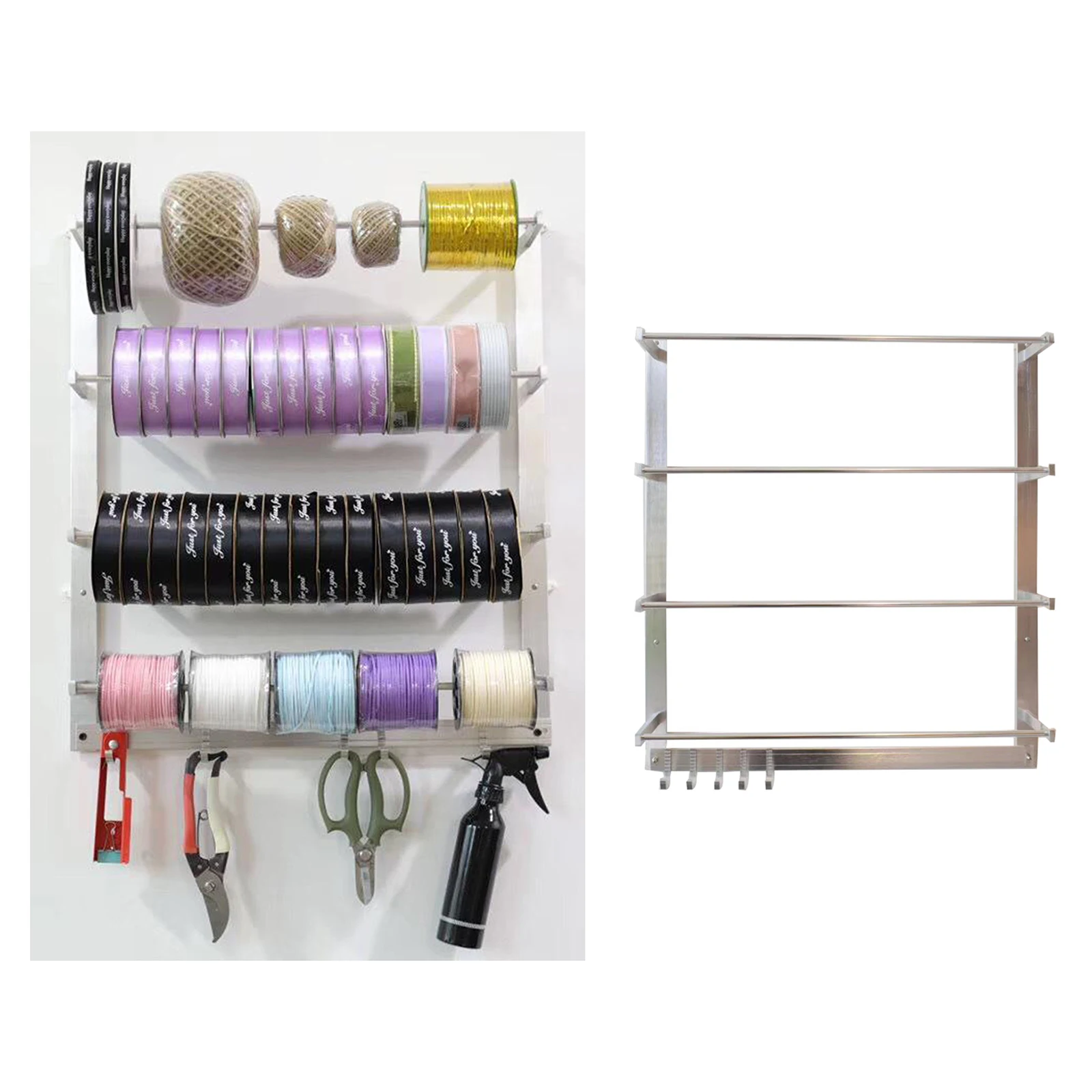 Durable Wire Spool Rack Wall Mounted Ribbon Organizer Key Holder for Home Sewing