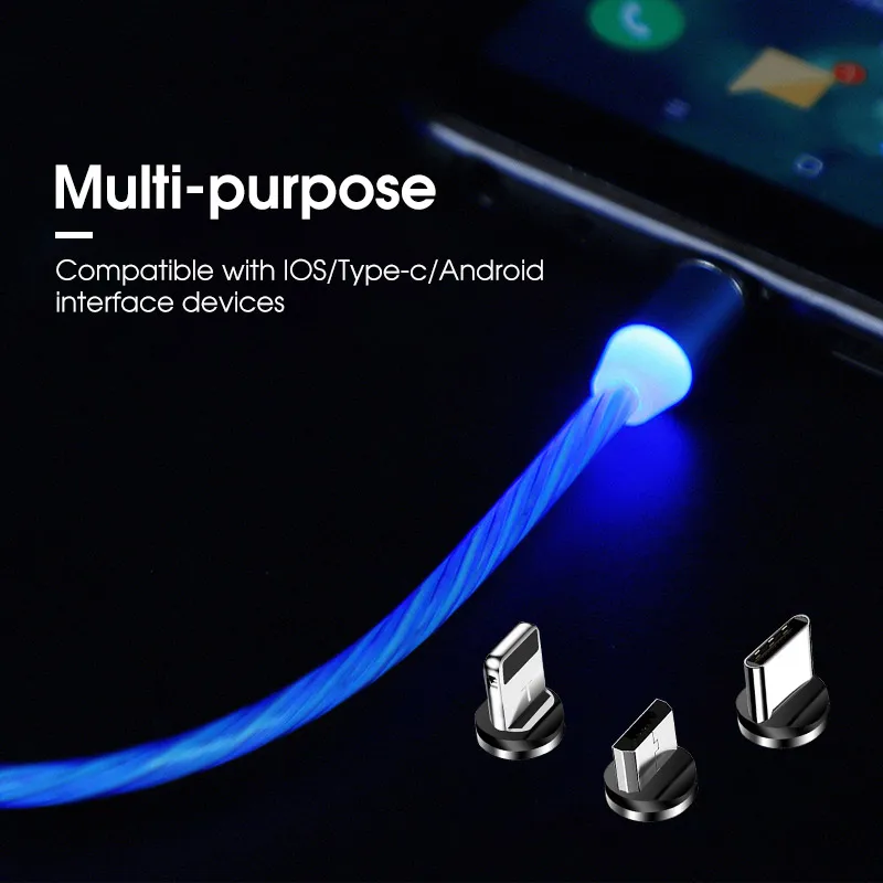 Светящийся кабель мобильного телефона зарядный кабель светодиодный Micro usb type C зарядное устройство для samsung Galaxy S10 S9 A50 A70 зарядный провод шнур