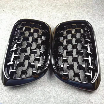

2 Pcs ABS 2018-2019 full glossy black G01 G08 car mesh grill for B M W X3 G01 G08 diamond front bumper kidney grille
