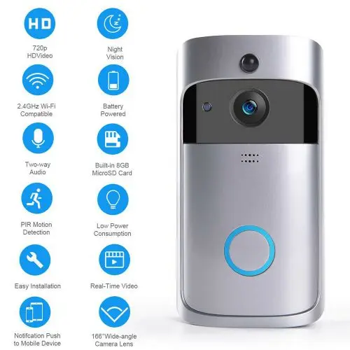 Silver Умный wifi дверной Звонок камера IP видео домофон видео дверной звонок для квартиры ИК сигнализация беспроводная камера безопасности - Цвет: Silver