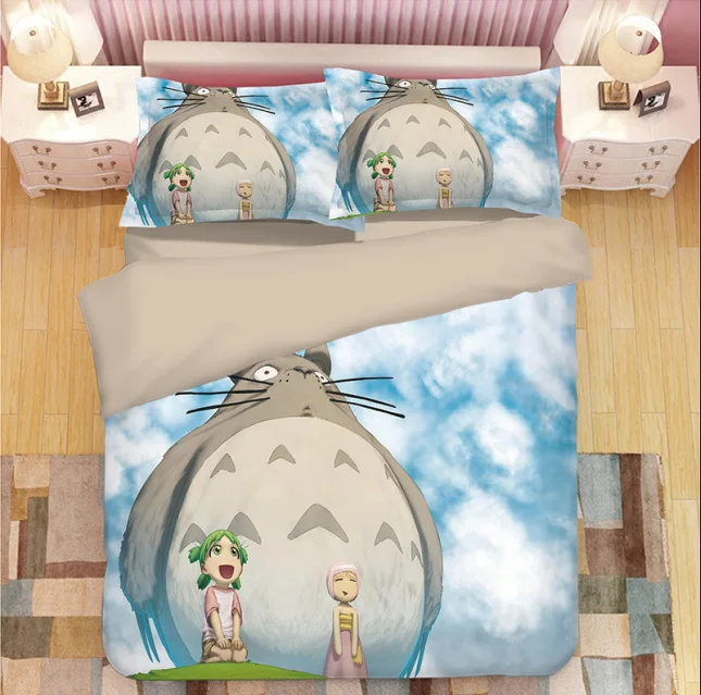 Cartoon Totoro 3D Bedding Set Duvet Covers Pillowcases Comforter Sets Bedclothes Bed Linen Tonari no bedding set | Дом и сад
