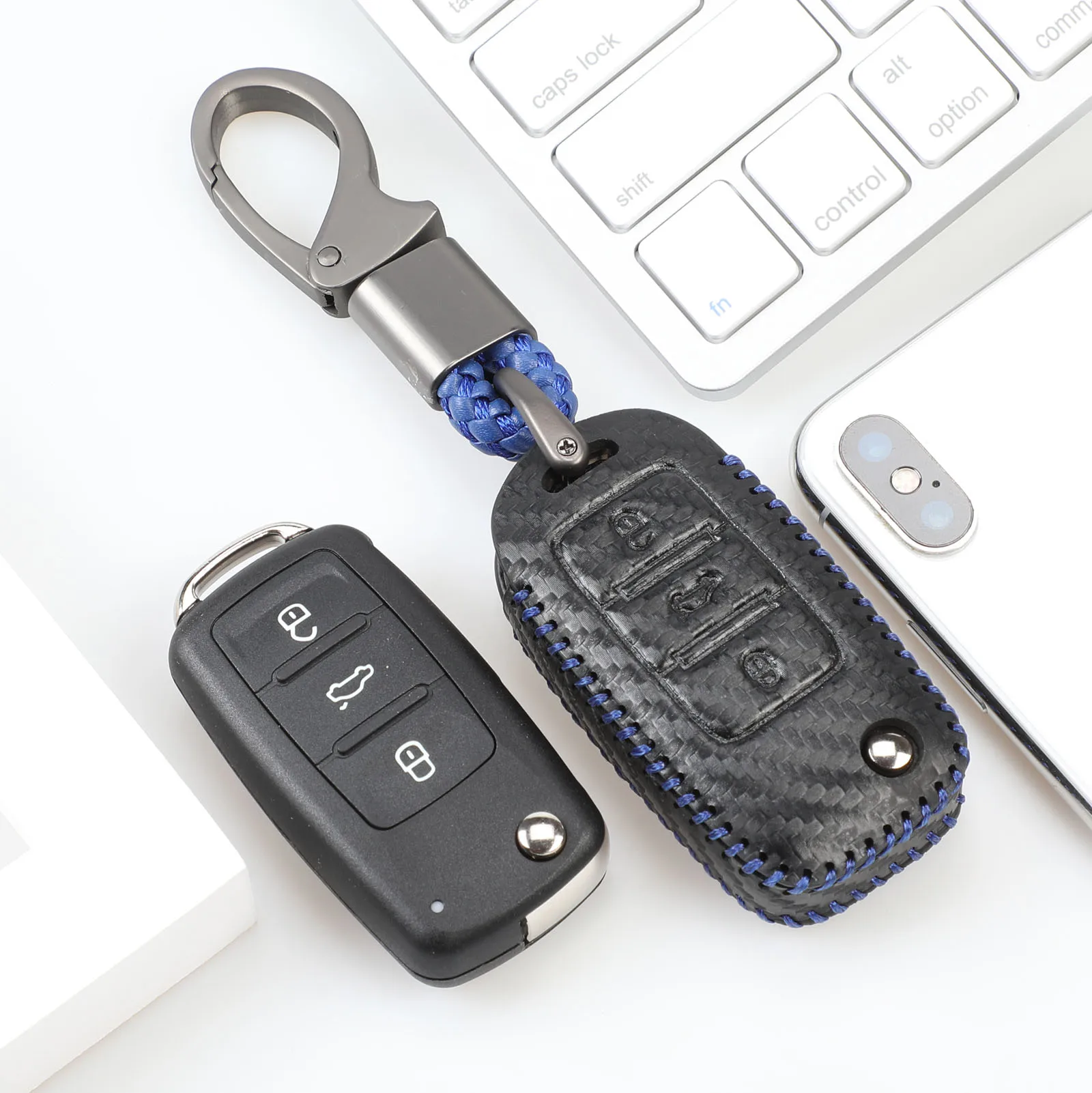Jingyuqin углеродное волокно ключ чехол для VW гольф Бора для Golf, jetta, Polo Golf Passat; Skoda Octavia A5 Fabia сиденье Ibiza Leon автомобиля защитная крышка