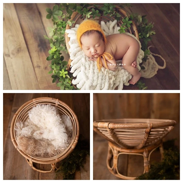 newborn photography accessories Photo Shooting props Baby Infant Vintage woven basket recién nacido boy and girl accessorio bed