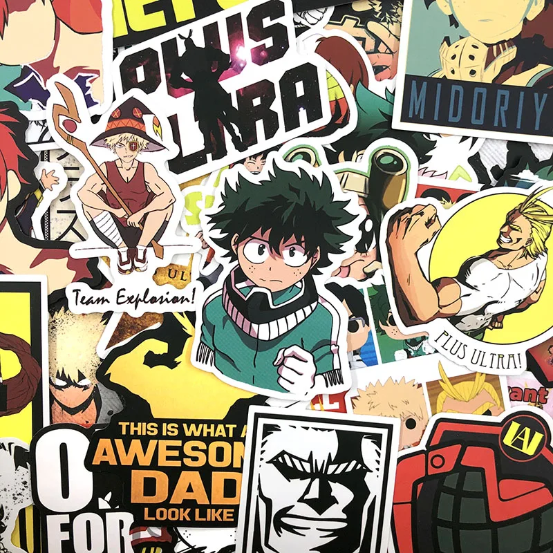 50-100Pcs/Pack My Hero Academia Graffiti Stickers Anime Stickers For Motorcycle Luggage Laptop Bicycle Skateboard Pegatinas