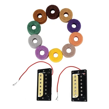 

1Set of 2 Zebra Faced Double Coil Pickups Electric Guitar with 20Pcs/ Pack Cymbal Felt Washer Pad