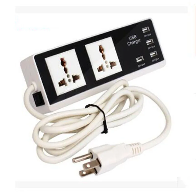 Блок питания 4 порта USB 2AC розетки USB розетка умная удлинитель патрона розетка Кнопка питания Защита от перенапряжения