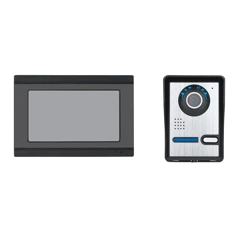 

ABKT-Mountainone 7-Inch Display Cable Video Phone Doorbell Infrared Rainproof Wireless App Unlock Intercom System Black +Silver
