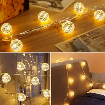 

LED Globe String Light 6M 40LED with Plug in Moroccan Ball Warm White Fairy String Lights for Bedroom Garden Decoration light