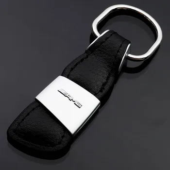 

1pcs leather Car Keychain badge key chain keyring for Mercedes benz AMG w204 w203 w212 w211 w124 w210 CLG Car Styling