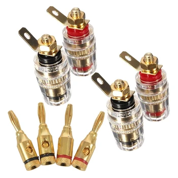 

8Pcs 4Mm Banana Plug Speaker Accessories:: 4Pcs Banana Plugs for Speaker Cable Connections / Gold Plated & 4Pcs Amplifier Speake