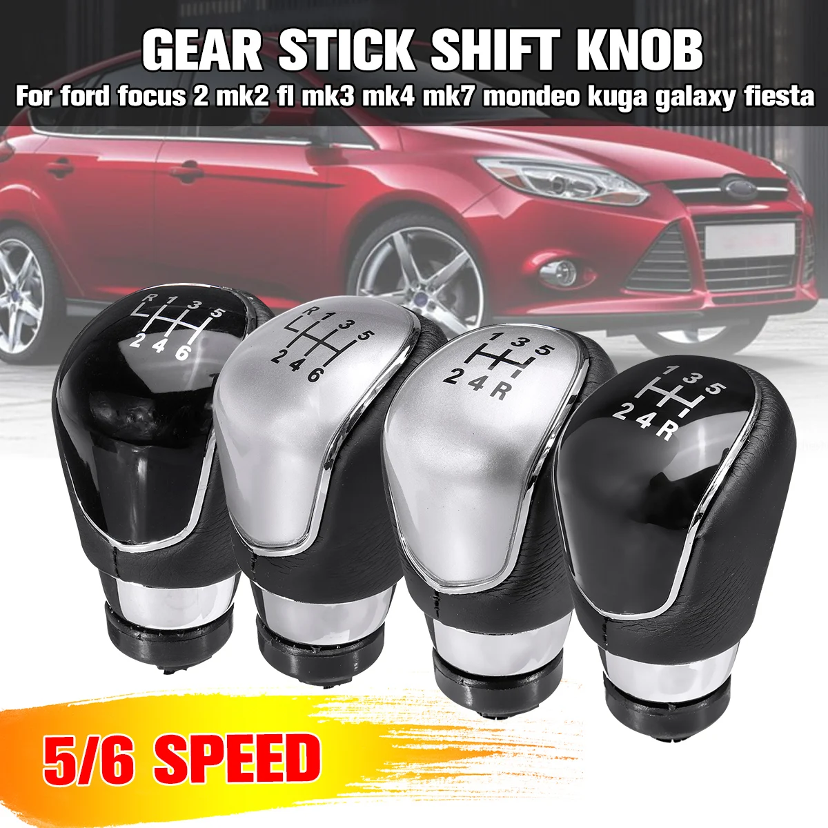 

PU leather Gear Shift Knob 5 Speed 6 Speed Manual For Ford Focus 2 MK2 FL MK3 MK4 MK7 for Mondeo Kuga for Fiesta for Galaxy