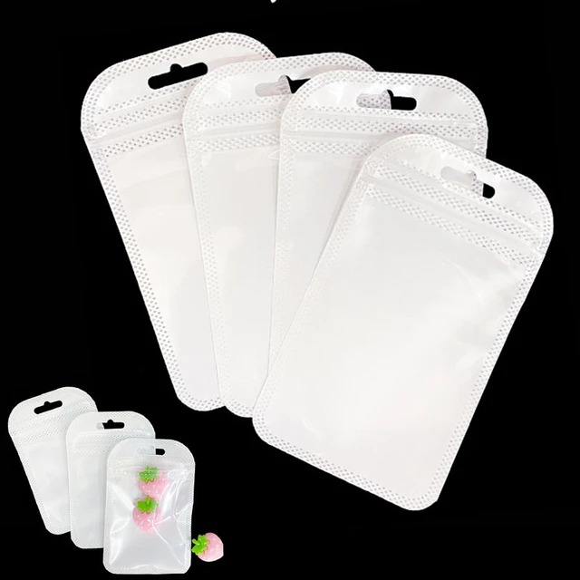 50pcs White Zipper Bag Self-Seal Plastic Retail Packaging Clear Pack Poly  Opp Bag Ziplock Storage Bags With Hang Hole - AliExpress