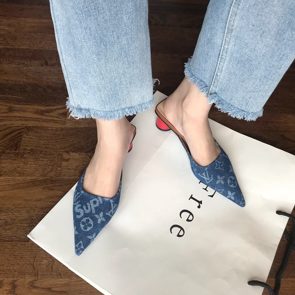

Spring and Autumn New Pointed Muller Shoes Women's Slippers zapatos de mujer women slippers designer slides fashion shoes