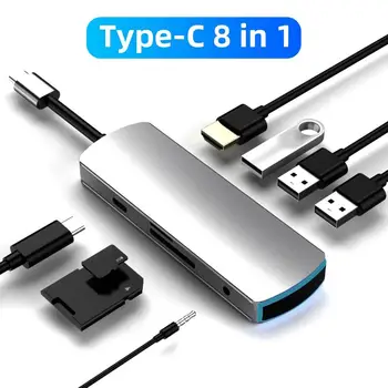 

8 in 1 Type-C to 4K HDMI Hub PD Charging TF Secure Digital Card Reader Adapter