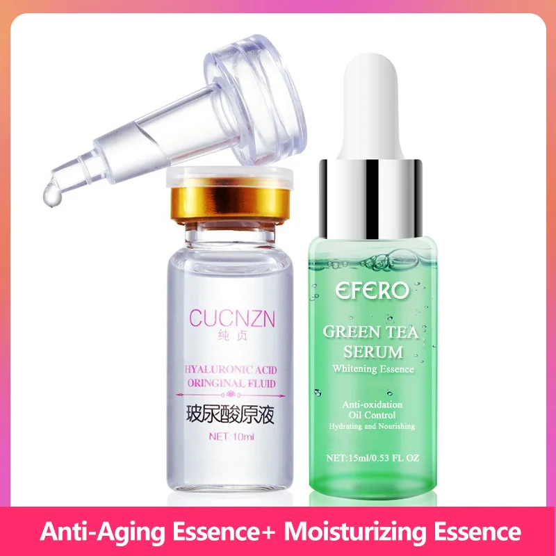 

Acne Treatment Serum Green Tea Tree Face Essence Peptide Collagen Shrink Pores Firming Hyaluronic Acid Whitening Face Cream