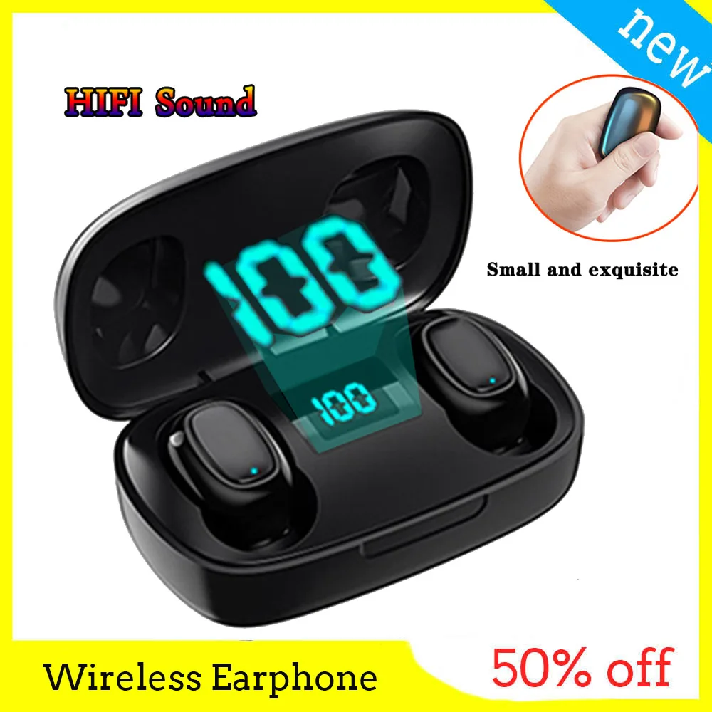 Мощность светодиодный Дисплей наушники вкладыши TWS Bluetooth Беспроводной
