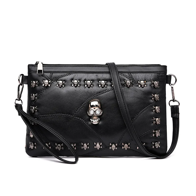 

WOMEN'S Leather Bags 2019 New Style Korean-style Versatile Sheepskin Joint Crossbody Bag Fashion Rivet Travel Clutch Bag