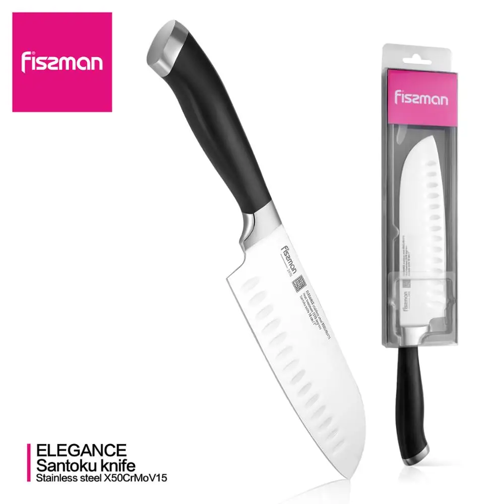 FISSMAN Santoku нож немецкая серия элегантности стальной кухонный с ручкой ABS конусная
