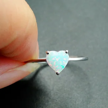 

Fine Jewelry for Women Fire Opal Dainty Ring 100% 925 Sterling Silver Jewelry with Heart Fire Opal Ring For Gift