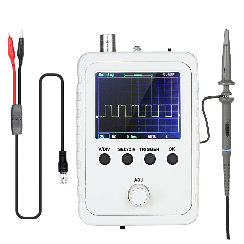 

KKmoon 2.4" TFT Digital Oscilloscope Kit DS0150 with Power Adapter and BNC-Clip Cable Probe Multimeter Oscilloscope