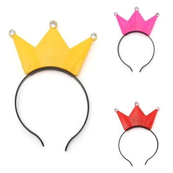 

5pcs LED Flashing Diadem Crown hair band Christmas Birthday Party Prince Princess King Decoration pink
