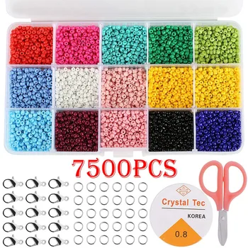 

DIY Glass Seed Beads 3mm Beads for Bracelet Earrings Necklace Jewelry Making Beads Spacer Beads Round Loose Beads Storage Box