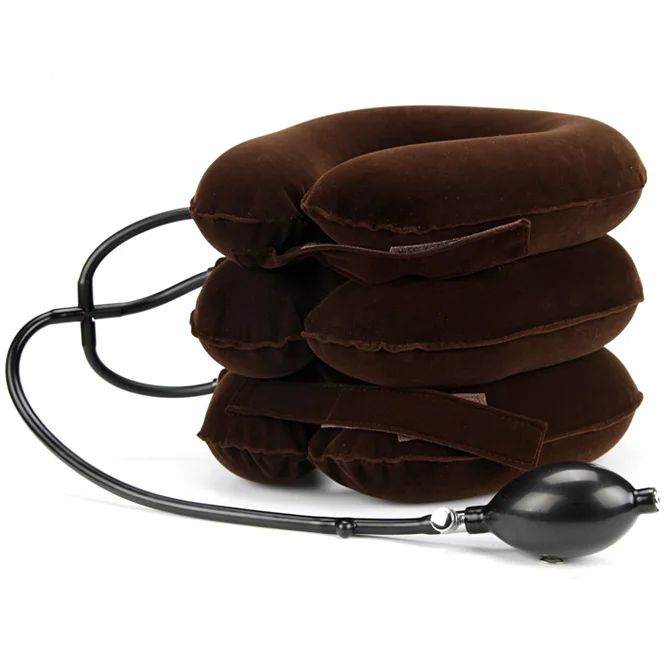Full velvet neck traction device household medical inflatable collar cervical vertebra traction