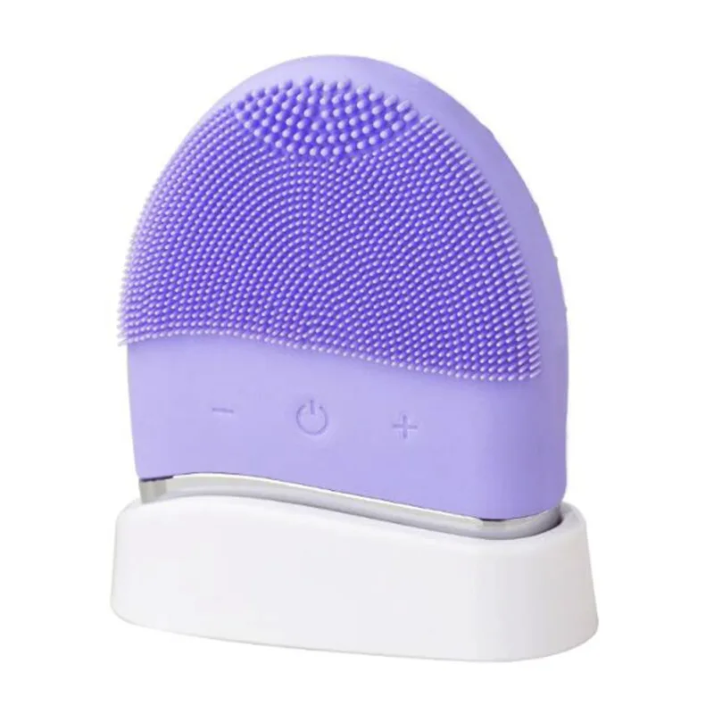 purple 3 в 1 USB перезаряжаемое Силиконовое очищающее устройство для подтяжки и лифтинга против морщин щетка для мытья лица - Цвет: purple