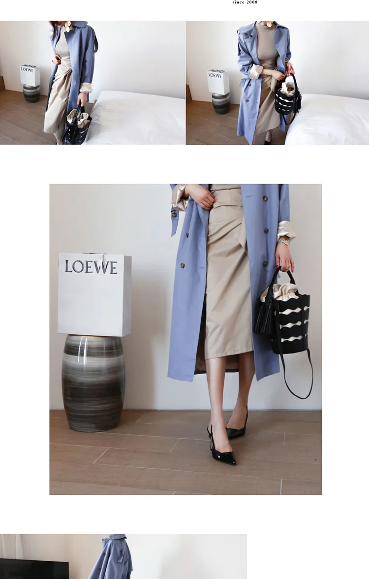 Long Coat Women Spring Autumn Overcoat Long Sleeve Lapel Double-breasted Windproof Windbreaker Female Girl Streetwear Trench