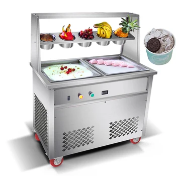 

2020 new 2 pot 5 bowl ice cream roll machine with thaw function commercial fried ice cream machine yogurt ice cream machine