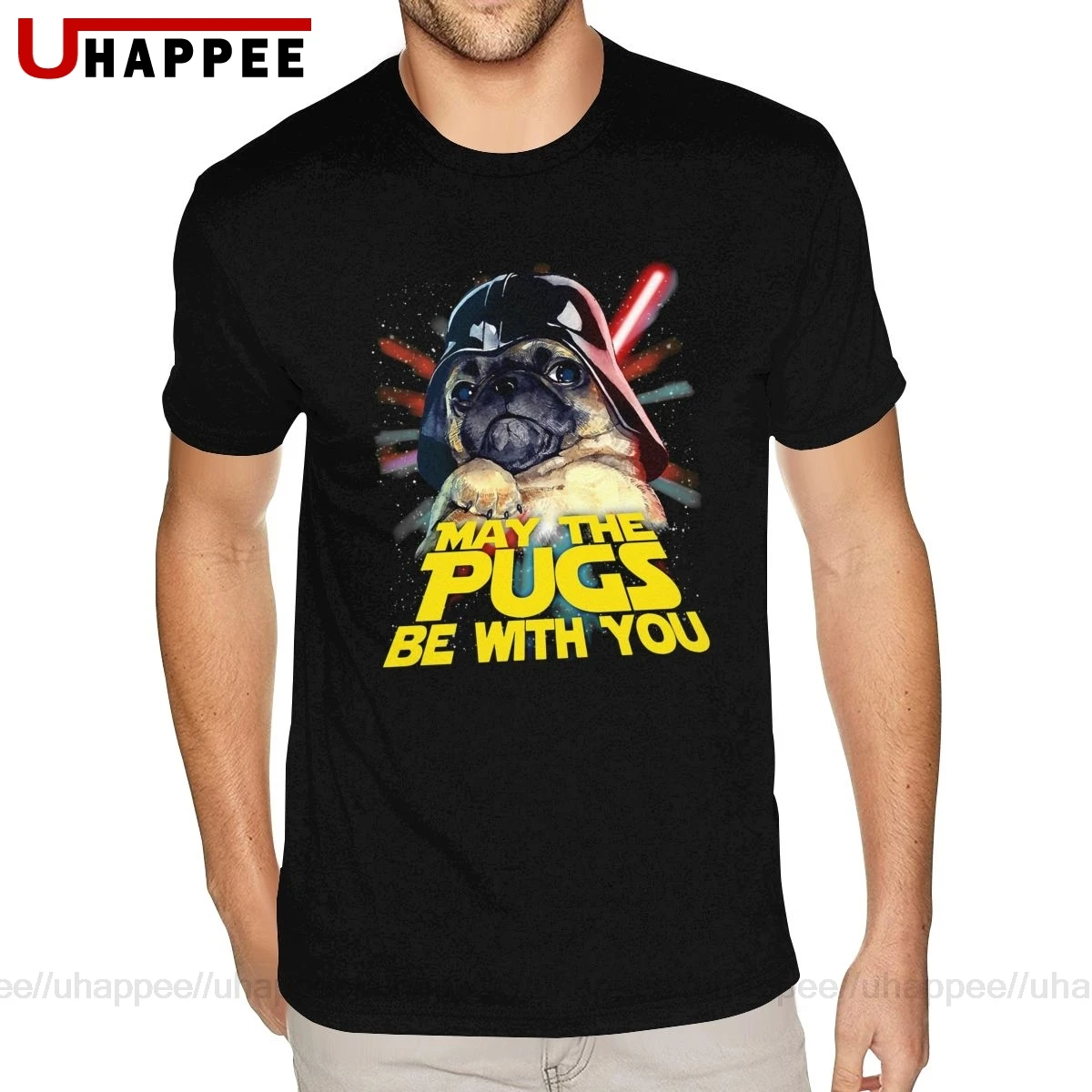 Футболка с короткими рукавами make The Pugs Be With You Мужская футболка большого размера модная брендовая