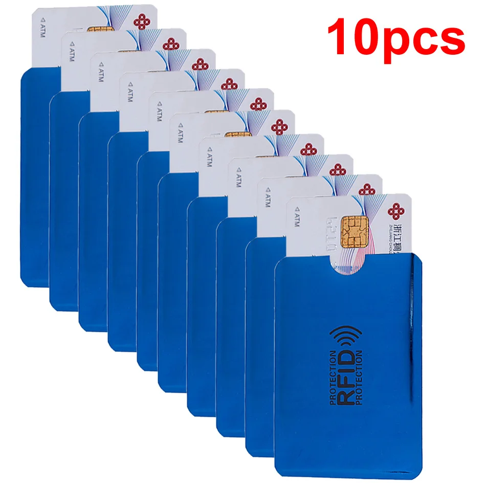 Анти Rfid кошелек Блокировка ридер замок банк держатель для карт Id банковский Чехол для карт металлический держатель для кредитных NFC алюминий 6*9,3 см - Цвет: 10pcs