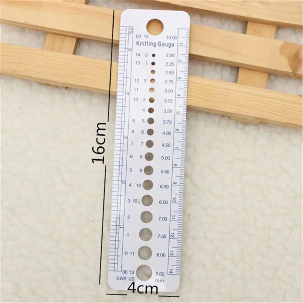 1 Uds. De accesorios para tejer, calibre de aguja de tamaños de EUA y Reino Unido pulgadas, regla de costura, herramienta CM, 2-10mm, medida de tamaño, herramientas de costura, aguja para hilo