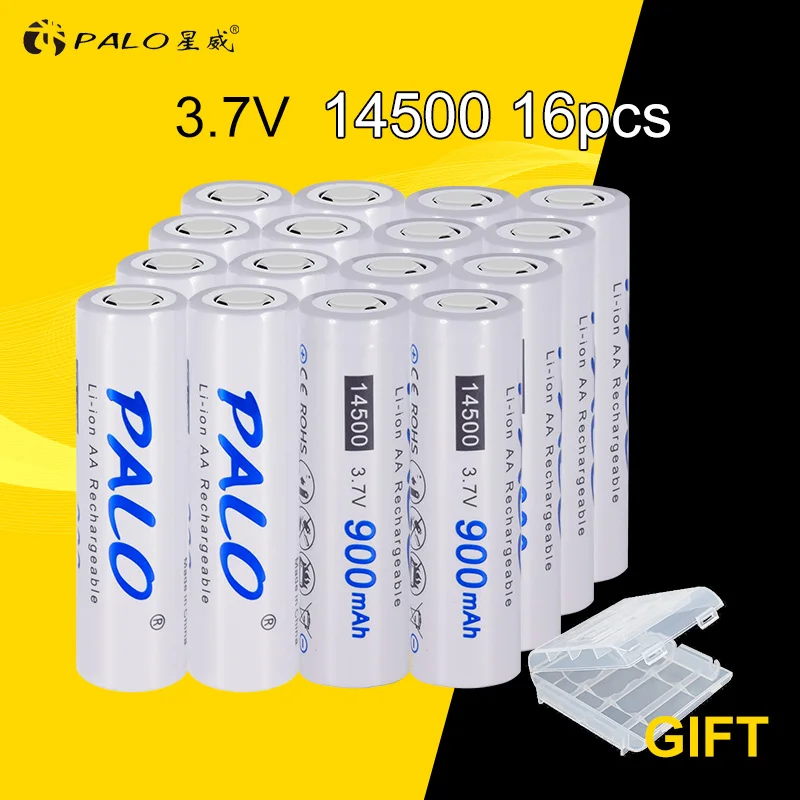 4 шт. PALO 14500 Li-Ion 2A батарея 3,7 V батарея AA 14500 батарея recargables защищена чехол для батареи - Цвет: 14500-16pcs