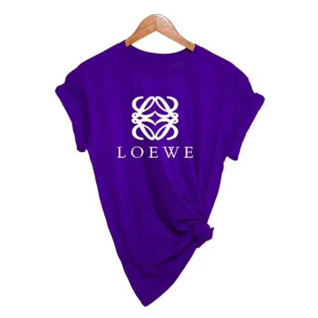 Purple-B Новинка, Harajuku, LOEWE, брендовые, с принтом, женские футболки, повседневные, летние, короткий рукав, женская футболка, женская одежда - Цвет: Purple-B