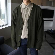 

Dimi Men's Wear Knitted Sweater Loose V-Neck Single-Breasted Solid Color Knitted Cardigan Coat Spring Autumn New