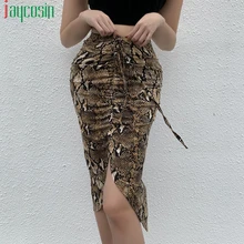 Тонкая леопардовая юбка, женская повседневная юбка с высокой талией и завязками, Женская дышащая юбка, модные вечерние длинные юбки большого размера плюс