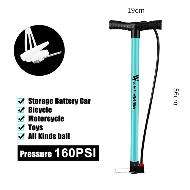 160PSI Pump WEST BIKING велосипедный насос 120/160PSI стальной Бирюзовый велосипедный насос воздушный насос Schrader Presta клапан дорожный MTB велосипедный насос - Цвет: 160PSI Pump
