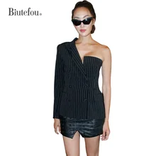 Ladies Blazers irregular hollow out jacket fashion women stripe slim jacket New arrival