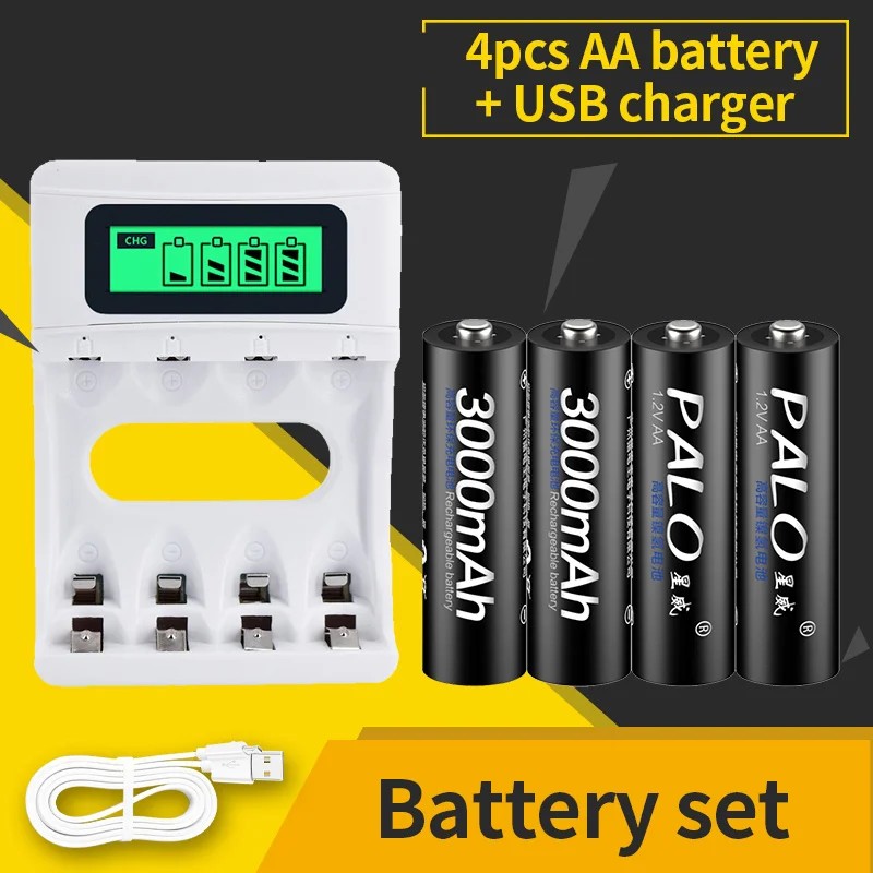 PALO AA Аккумуляторная батарея 1,2 V AA 3000mAh Ni-MH предварительно Заряженная аккумуляторная батарея 2A батареи для камеры микрофон игрушка - Цвет: as picture show