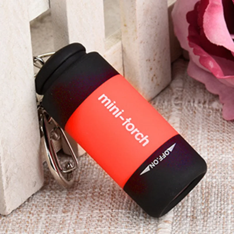 R HW Eshoo супер яркий мини фонарик USB Перезаряжаемый Карманный маленький фонарик с брелоком светодиодный водонепроницаемый и портативный - Испускаемый цвет: R