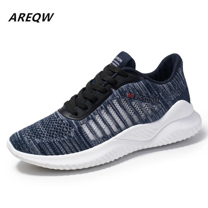 

2019 Men's Breathable Flying Woven Sneakers Korean Version of The Trend of Pure Color Cushion Mesh Men's Shoes