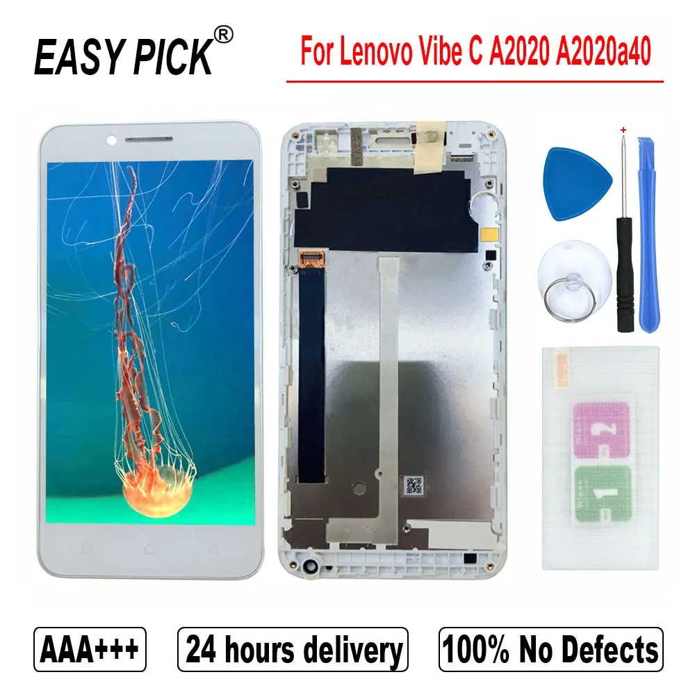 

For Lenovo Vibe C A2020 A2020a40 LCD Display Touch Screen Digitizer Assembly Replacement with frame Free Tools