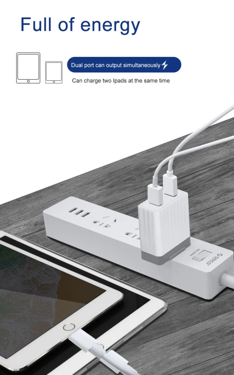Travel Fast Dual Port Charger Portable 5V4.8A Mobile Phone Tablet Charger Dual 5/USB Charging Head 24W Folding Charger