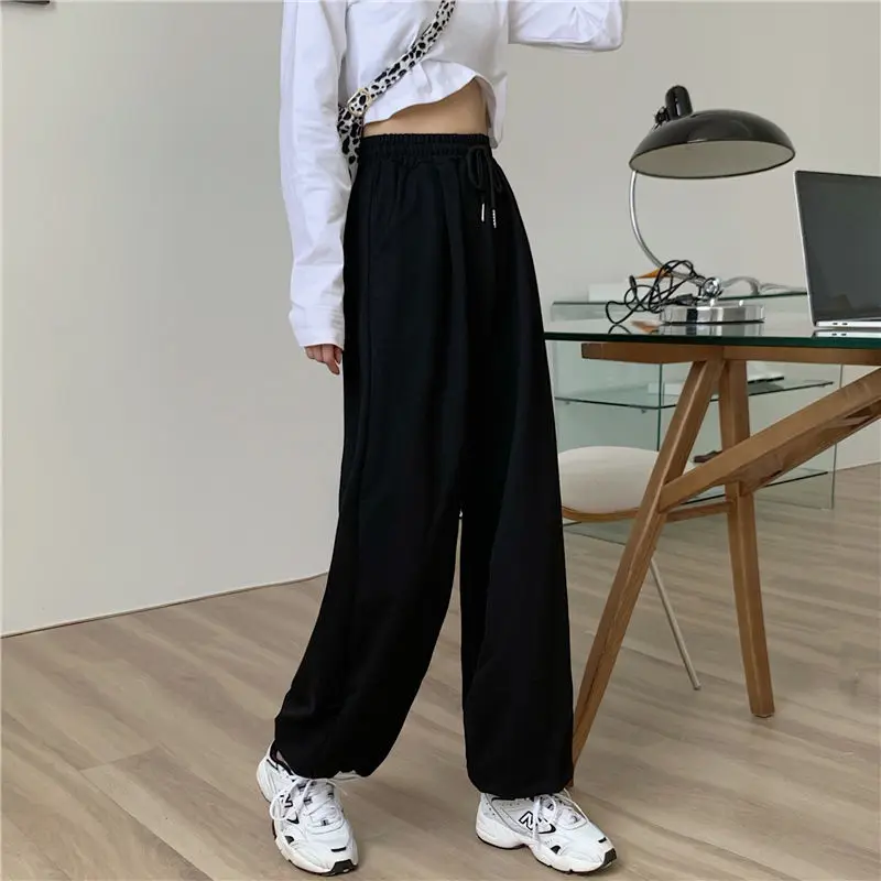 HOUZHOU Gray Sweatpants for Women 2022 Autumn New Baggy Fashion Oversize Sports Pants Balck Trousers Female Joggers Streetwear