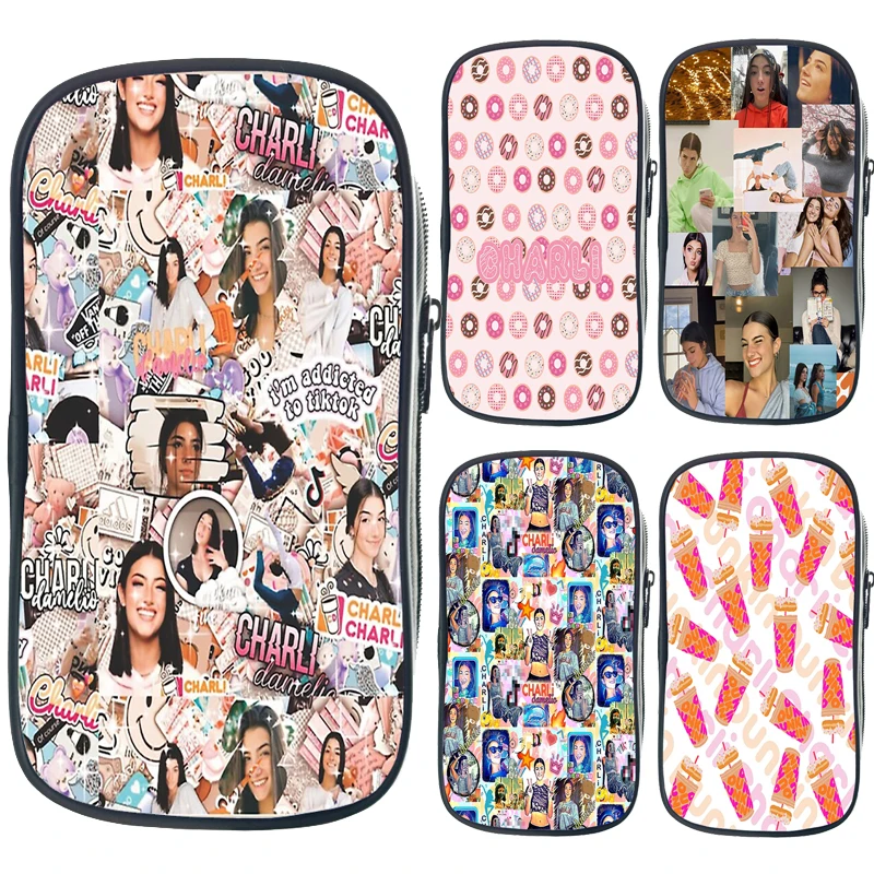 Charli Damelio-estuche de lápices de alta calidad para estudiantes, bolsa para bolígrafos para niños y niñas, gran capacidad, papelería, regalo