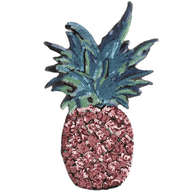 

10Pieces Glitter Large Pineapple Patches for Clothes Iron on Girl Sequined Patch Embridery Applique Sticker 28.3x16.1cm