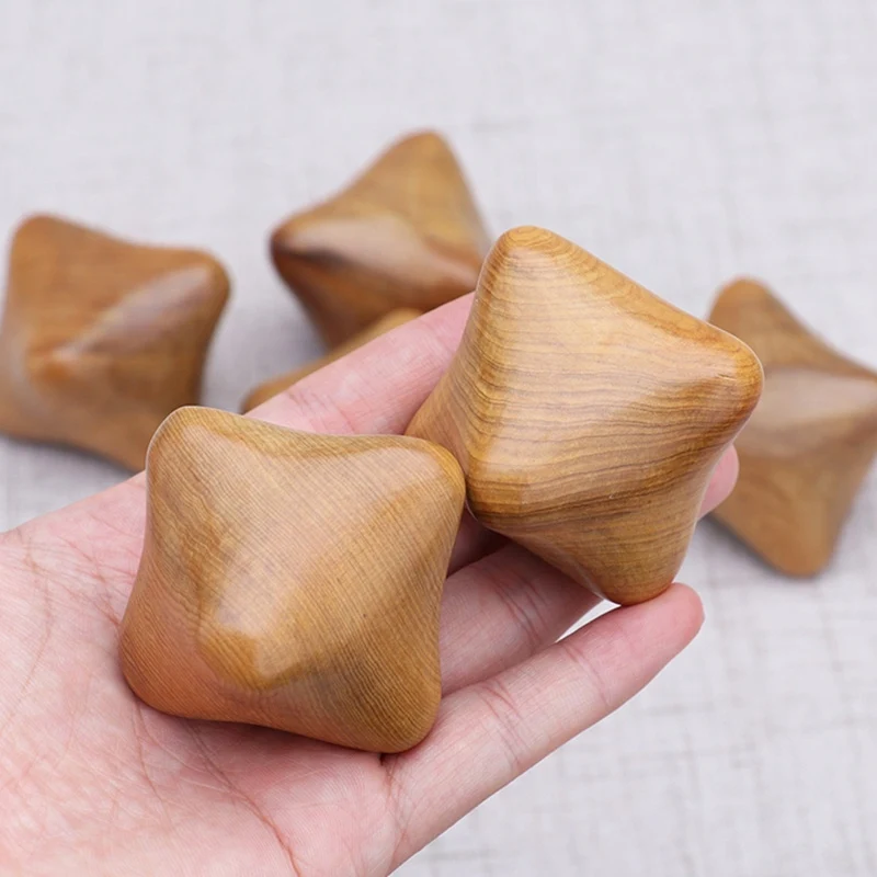 2pcs Hexagonal Wooden Hand Massage Tools Chinese Acupuncture Massager Roller Body Pain Relief Reflexology Acupoint Massager